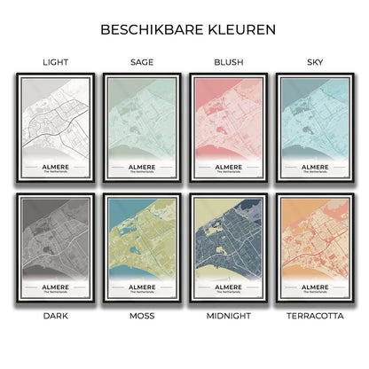 Plattegrond Almere in 8 kleuren beschikbaar Algemeen