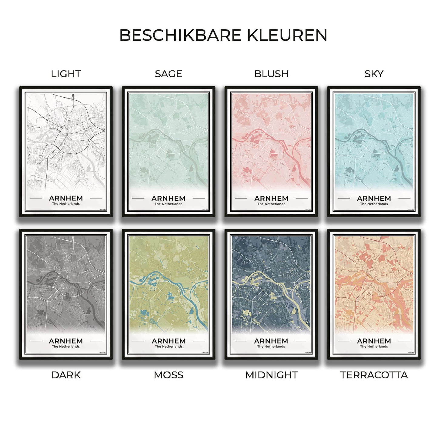 Plattegrond Arnhem stadskaart in 8 kleuren Algemeen