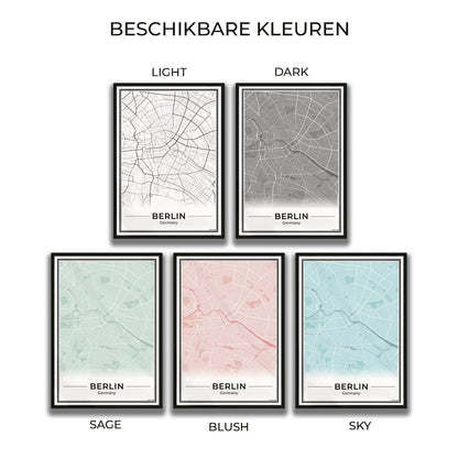 Poster Berlijn Plattegrond als Wanddecoratie in 5 kleuren verkrijgbaar Algemeen