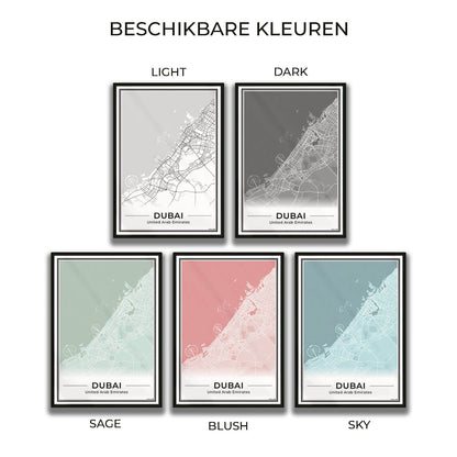Poster Dubai Plattegrond als Wanddecoratie in 5 Kleuren verkrijgbaar Algemeen