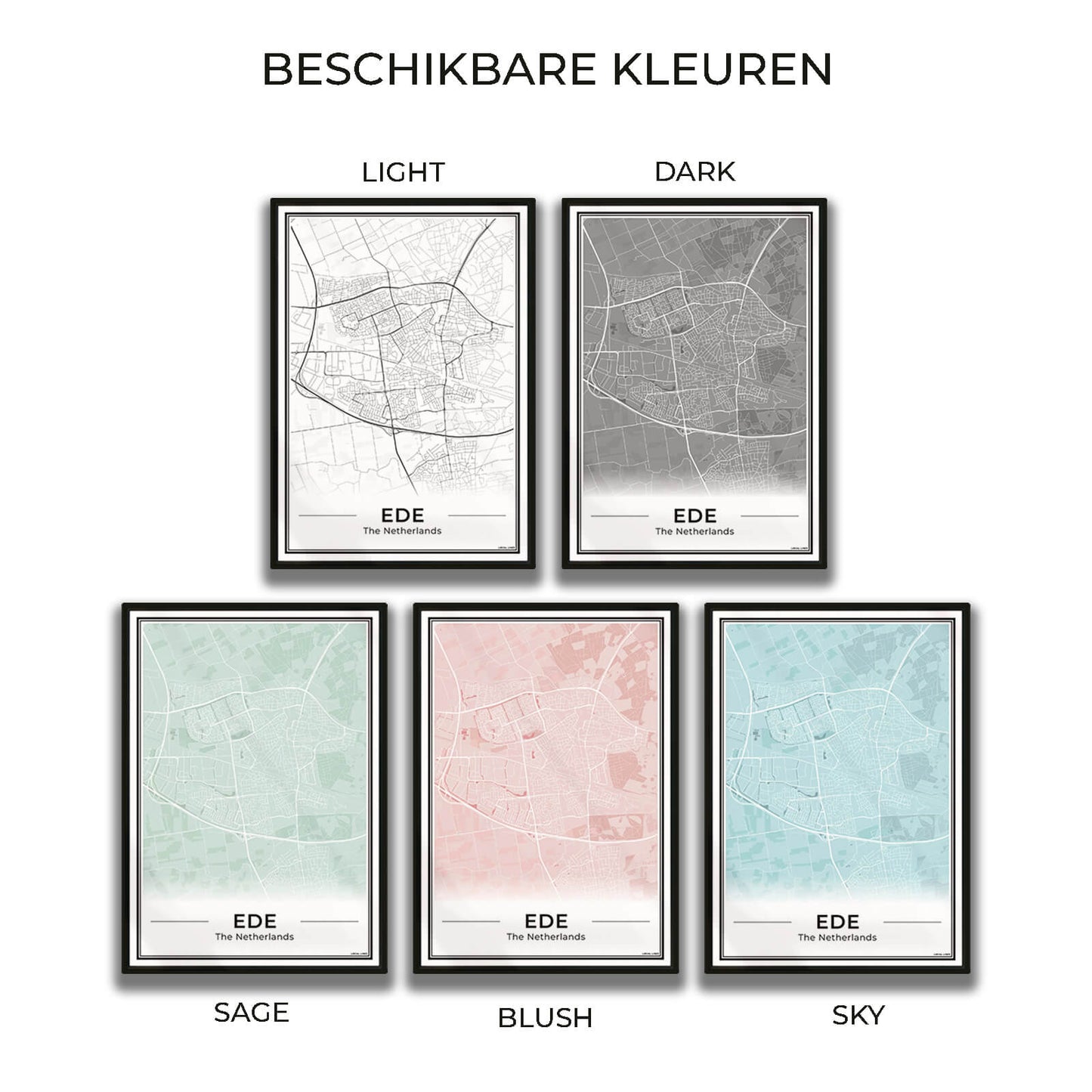 Plattegrond Ede Poster voor Wanddecoratie in 5 kleuren verkrijgbaar Algemeen