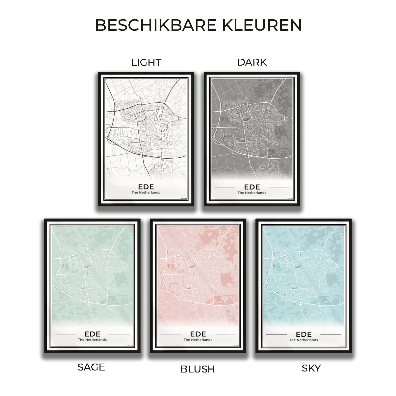 Plattegrond Ede Poster voor Wanddecoratie in 5 kleuren verkrijgbaar Algemeen