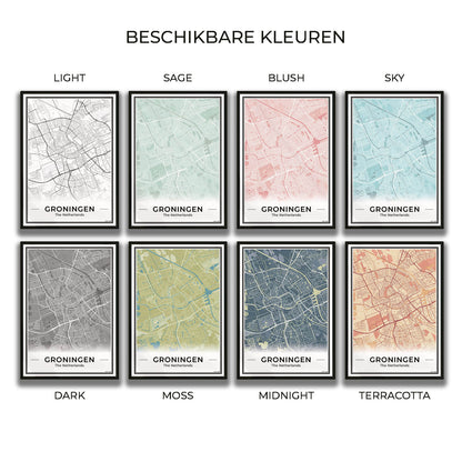 Kaarten Groningen beschikbaar in 8 kleuren Algemeen