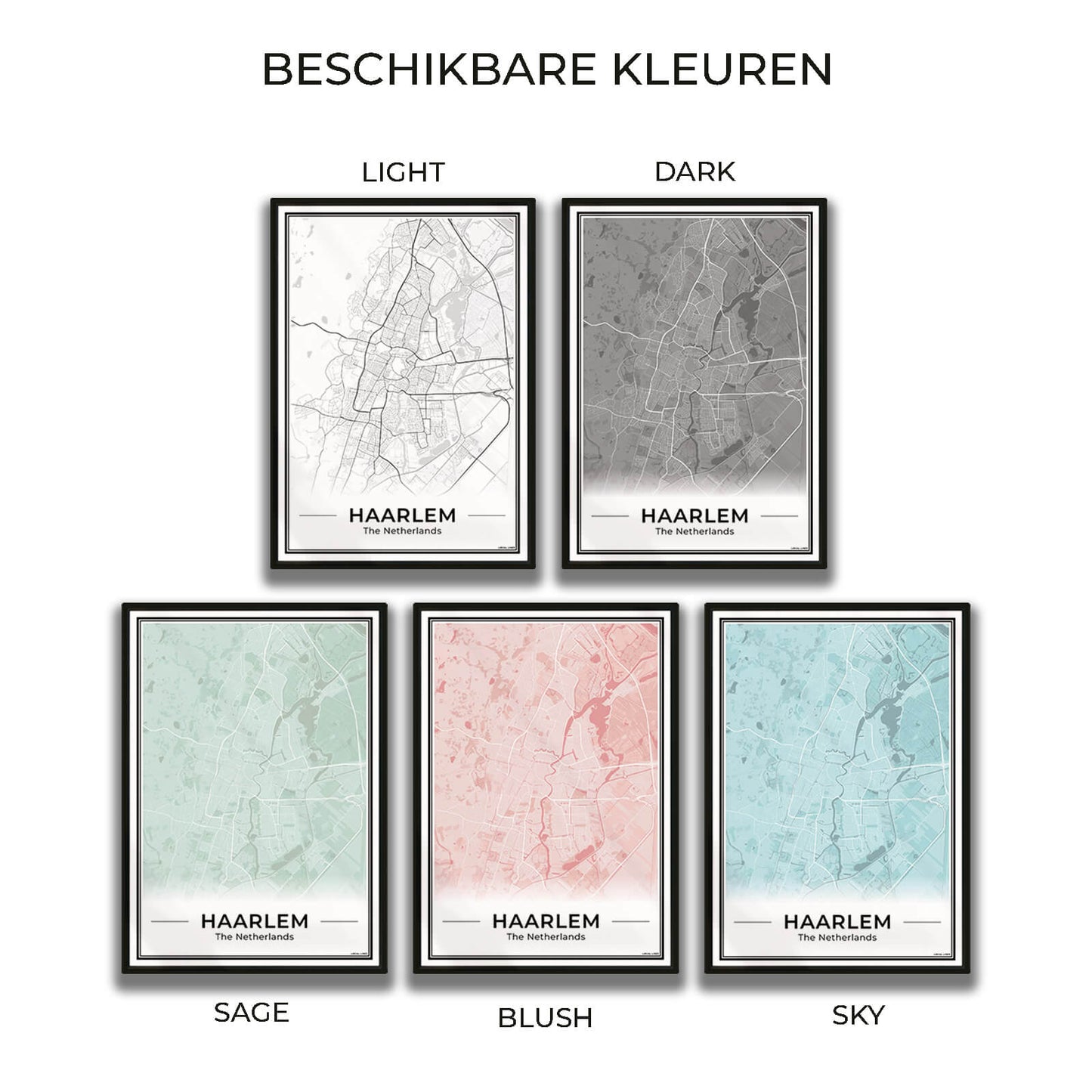 Plattegrond Haarlem Wanddecoratie in 5 Kleuren Algemeen