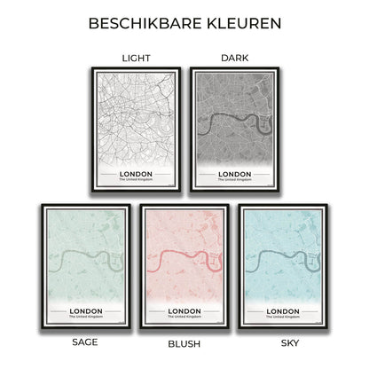 Poster Londen Plattegrond als Wanddecoratie in 5 Kleuren beschikbaar Algemeen