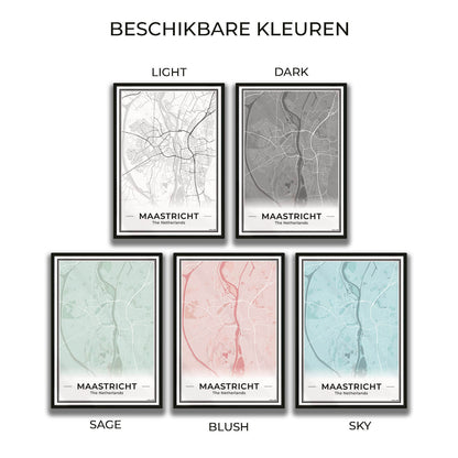 Plattegrond Maastricht Poster voor Woonkamer in 5 Kleuren Algemeen