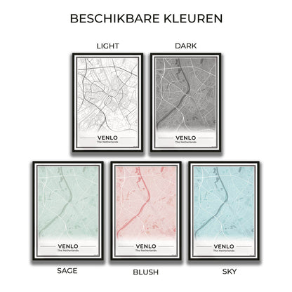 Plattegrond Venlo Poster voor Woonkamer in 5 Kleuren Algemeen