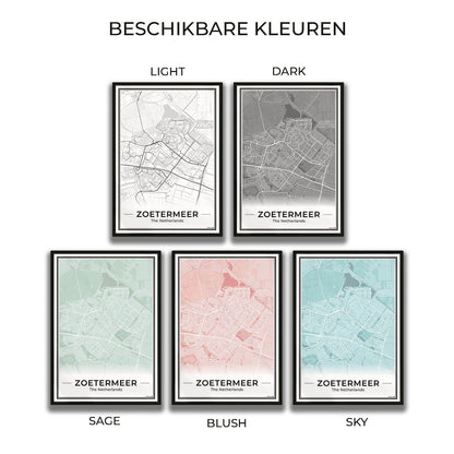 Zoetermeer Plattegrond Poster voor Woonkamer in 5 Kleuren Algemeen