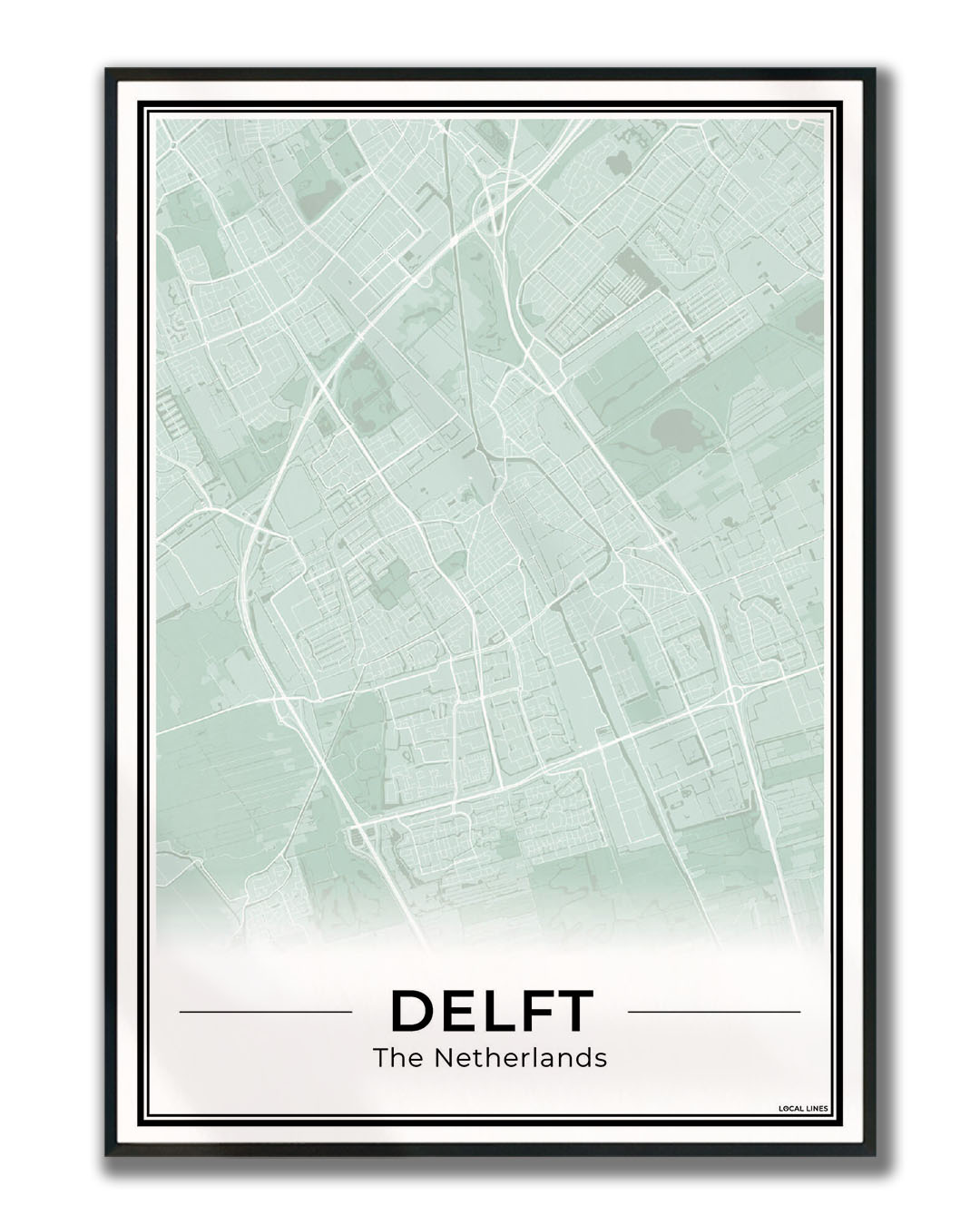 Stadskaart Delft Poster voor Wanddecoratie Ingelijst Sage