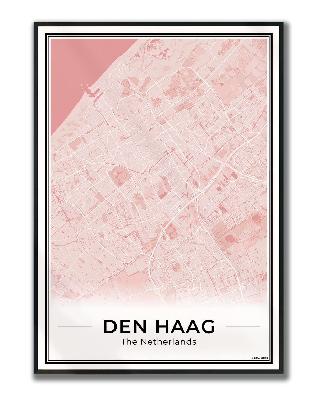 Plattegrond Den Haag Blush ingelijst