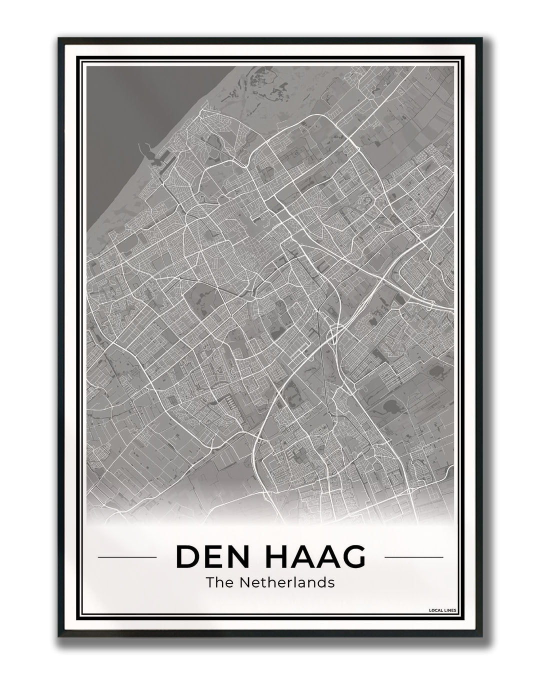 Plattegrond Den Haag Dark Ingelijst