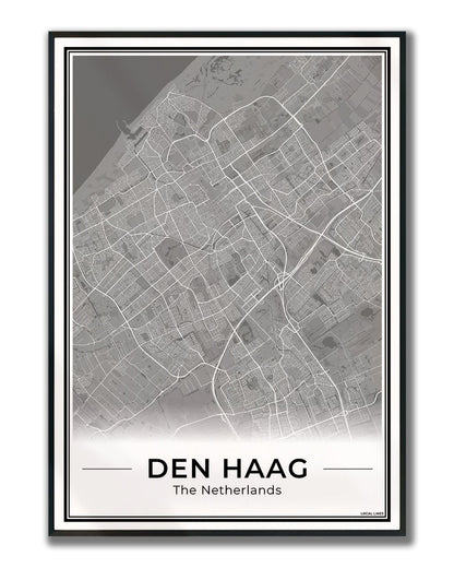Plattegrond Den Haag Dark Ingelijst
