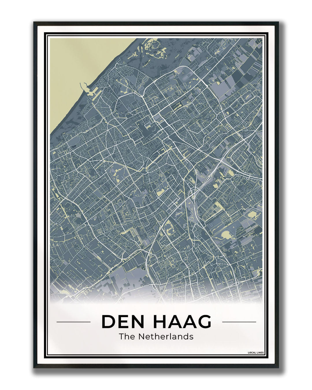 Plattegrond Den Haag Midnight Ingelijst