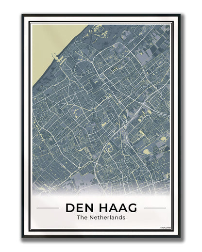 Plattegrond Den Haag Midnight Ingelijst