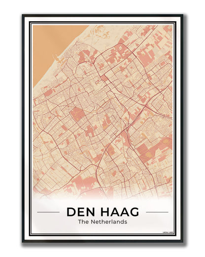 Plattegrond Den Haag Terracotta ingelijst
