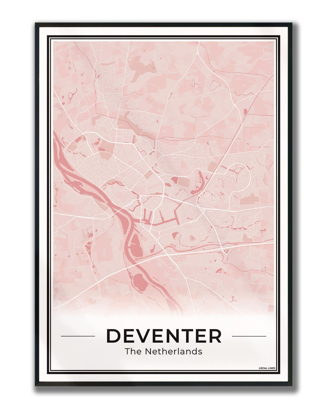 Stadskaart Deventer Poster voor Wanddecoratie Ingelijst Blush