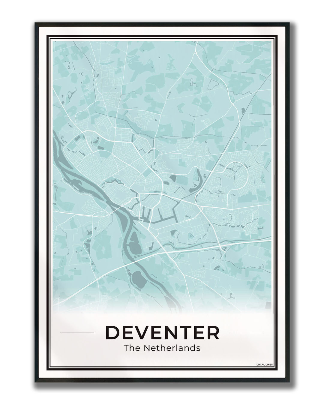 Stadskaart Deventer Poster voor Wanddecoratie Ingelijst Sky