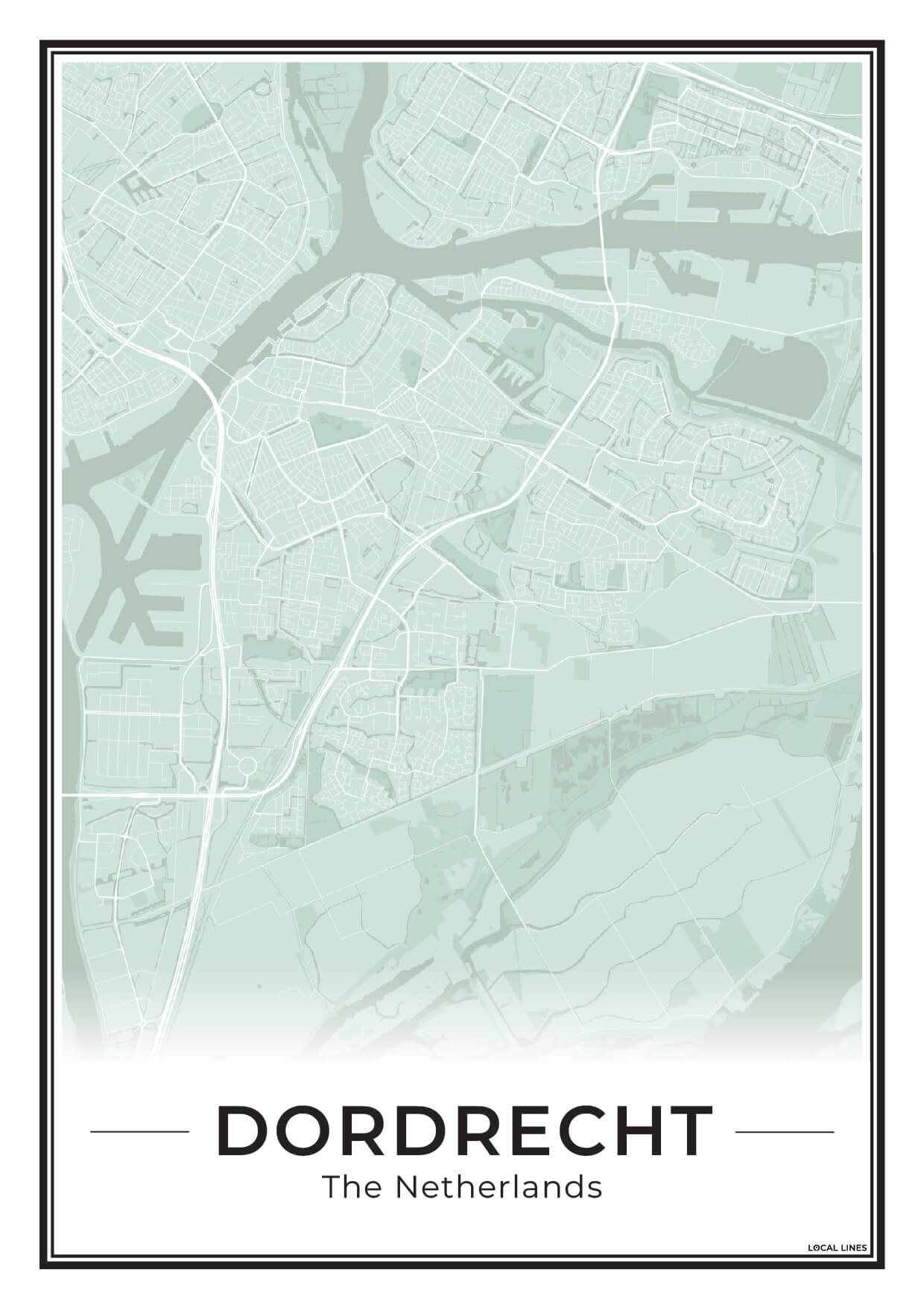 Stadsplattegrond Dordrecht Poster voor Wanddecoratie Sage