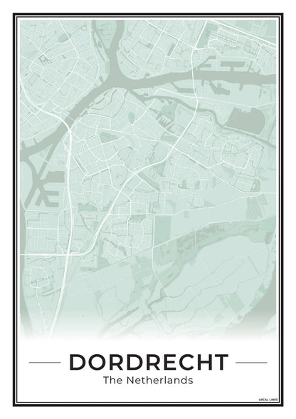 Stadsplattegrond Dordrecht Poster voor Wanddecoratie Sage