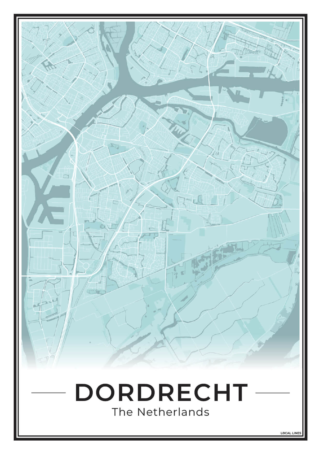 Stadsplattegrond Dordrecht Poster voor Wanddecoratie Sky