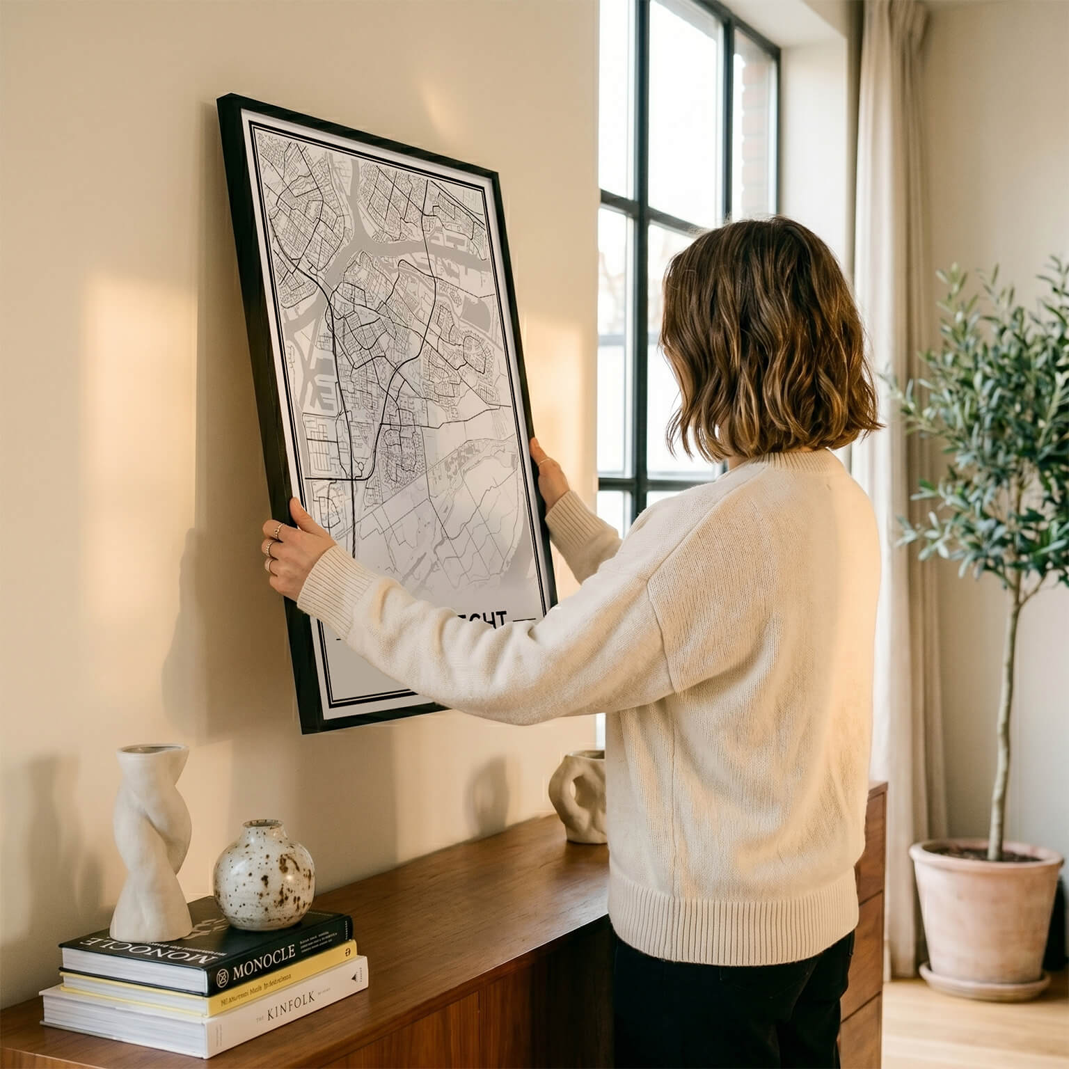 Stadsplattegrond Dordrecht Poster voor Wanddecoratie in woonkamer aan muur Algemeen