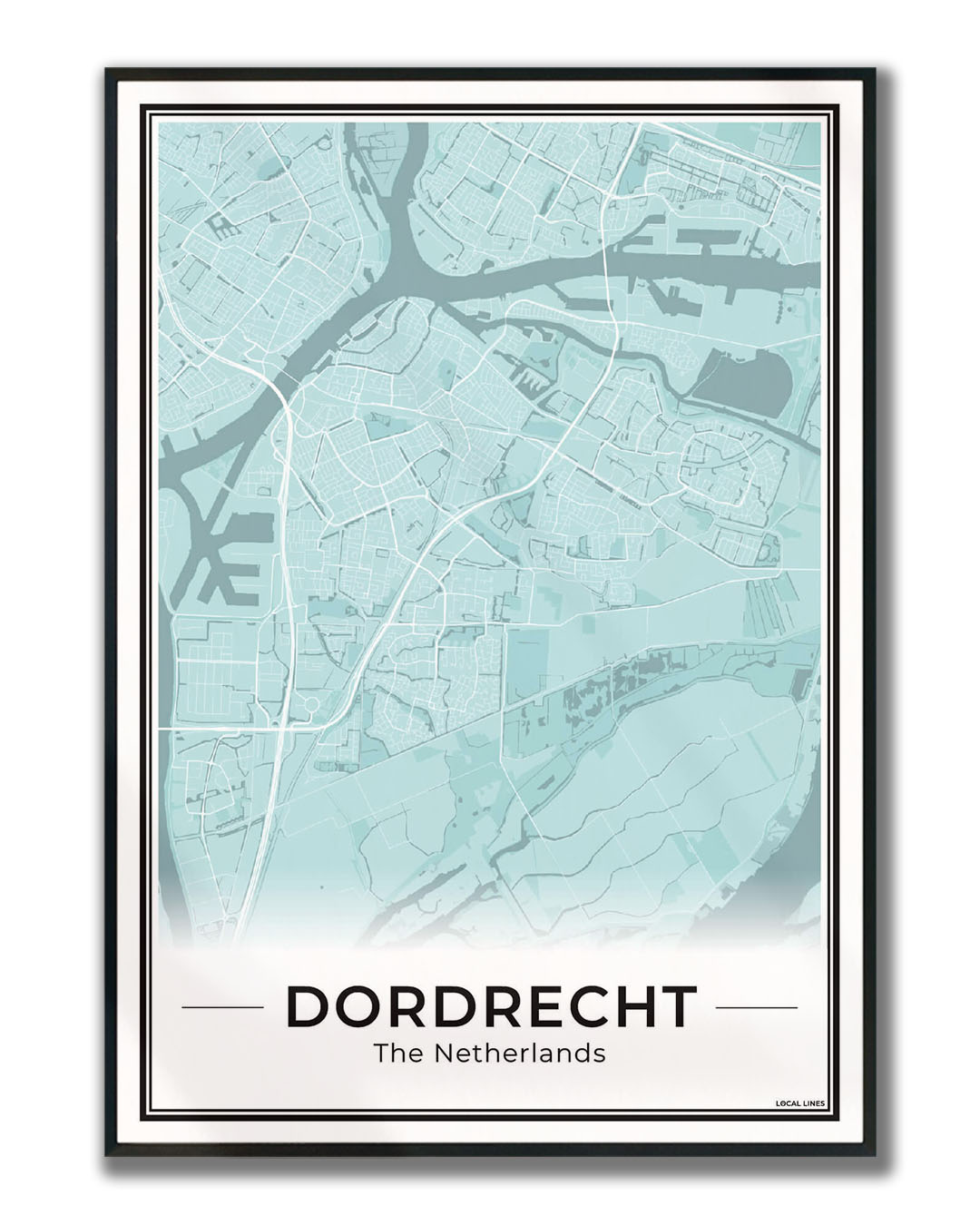 Stadsplattegrond Dordrecht Poster voor Wanddecoratie Ingelijst Sky