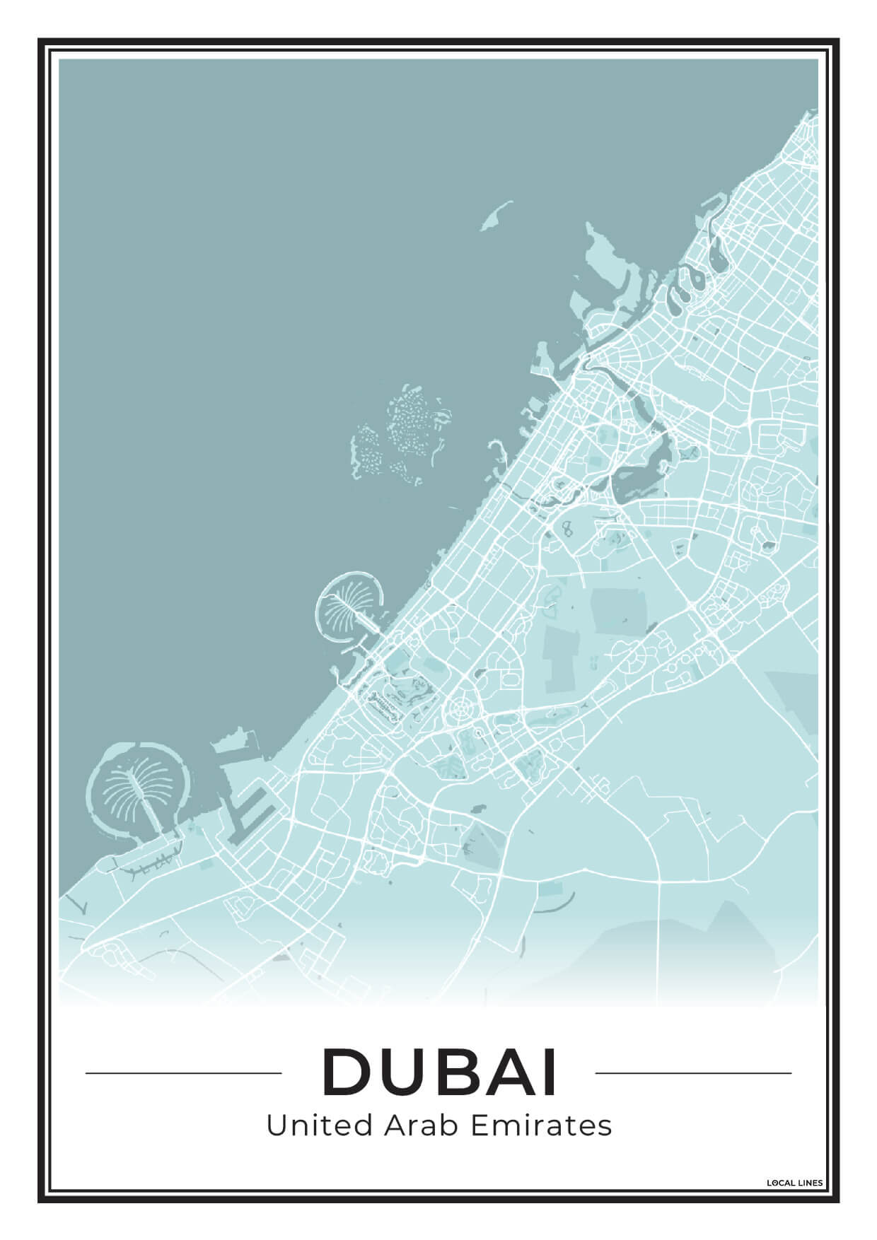 Poster Dubai Plattegrond als Wanddecoratie Sky