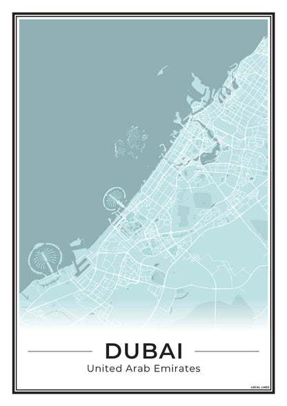 Poster Dubai Plattegrond als Wanddecoratie Sky