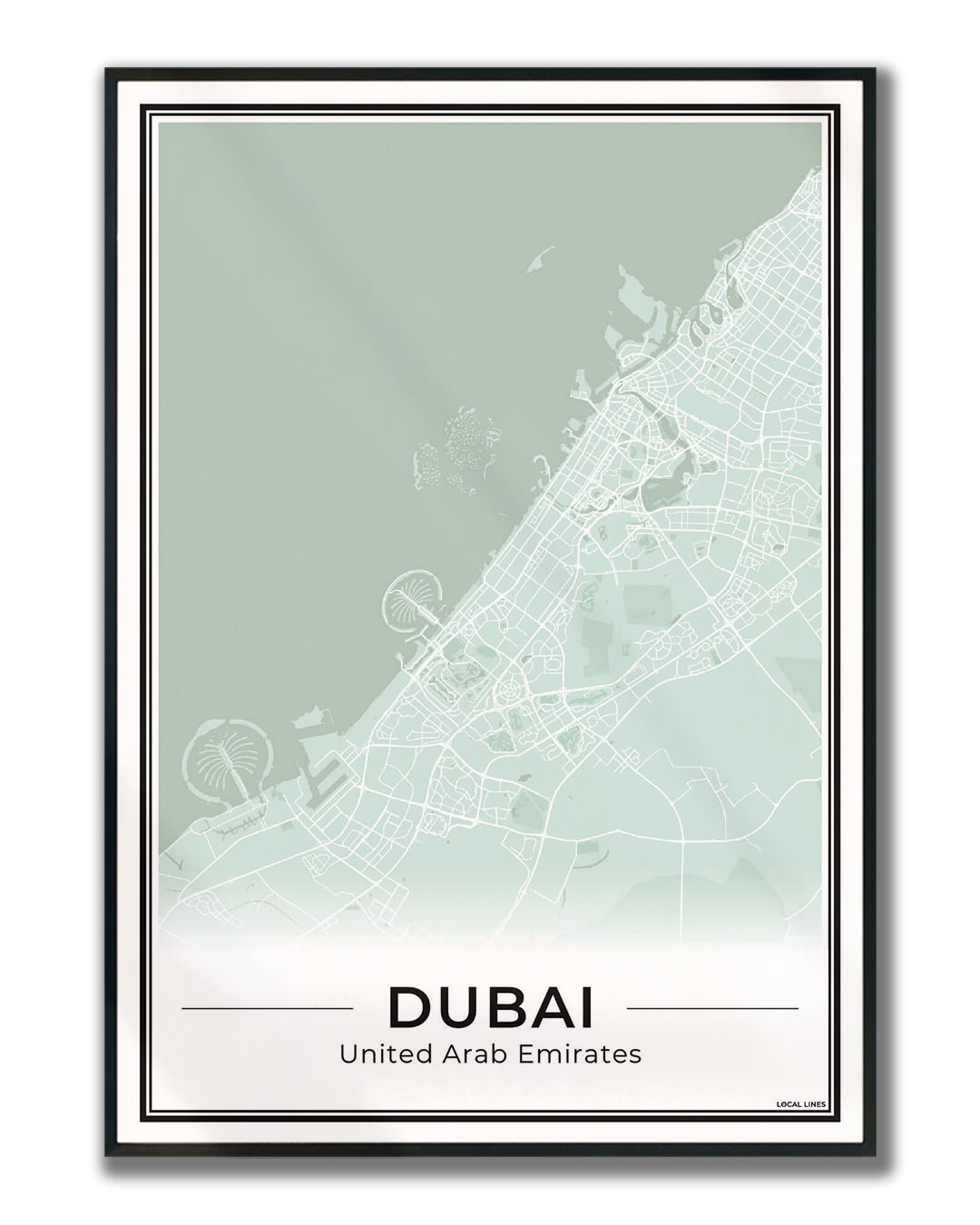 Poster Dubai Plattegrond als Wanddecoratie ingelijst Sage
