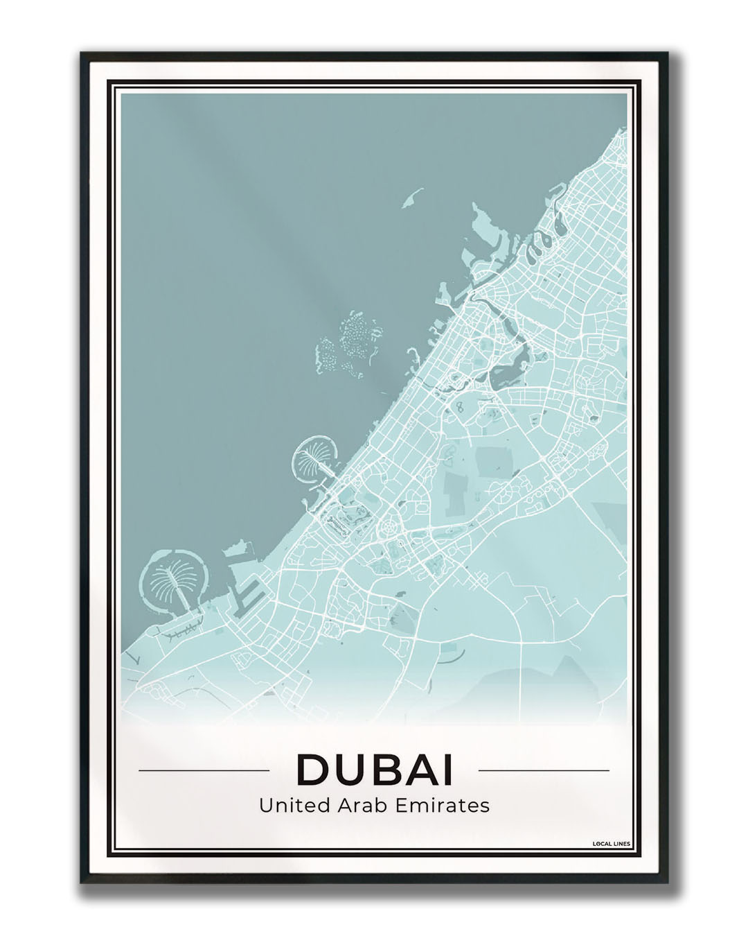 Poster Dubai Plattegrond als Wanddecoratie ingelijst Sky