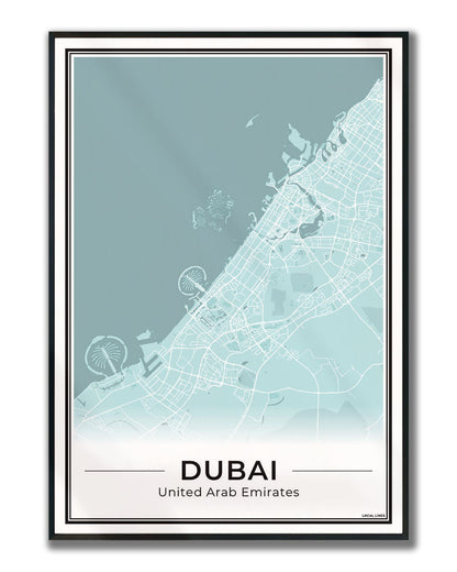 Poster Dubai Plattegrond als Wanddecoratie ingelijst Sky