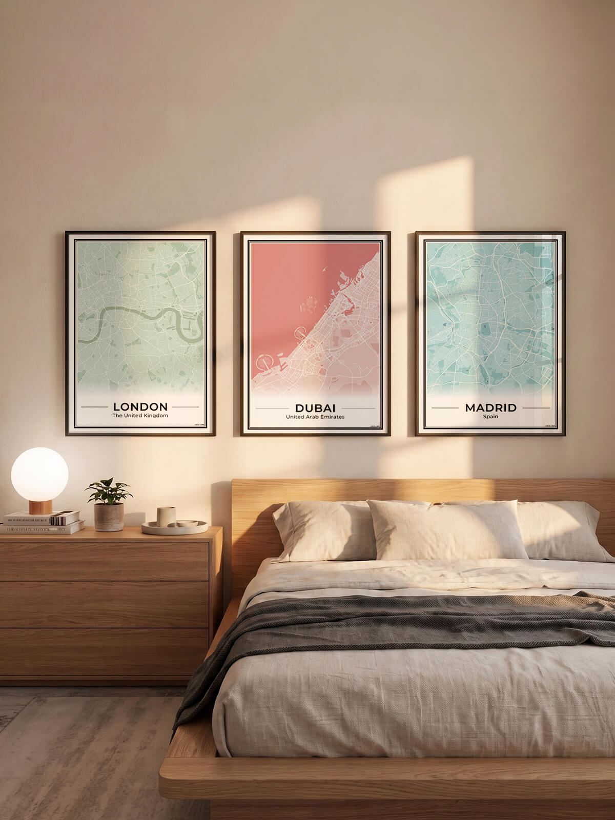 Poster Dubai Plattegrond als Wanddecoratie in 3 kleuren in slaapkamer Algemeen