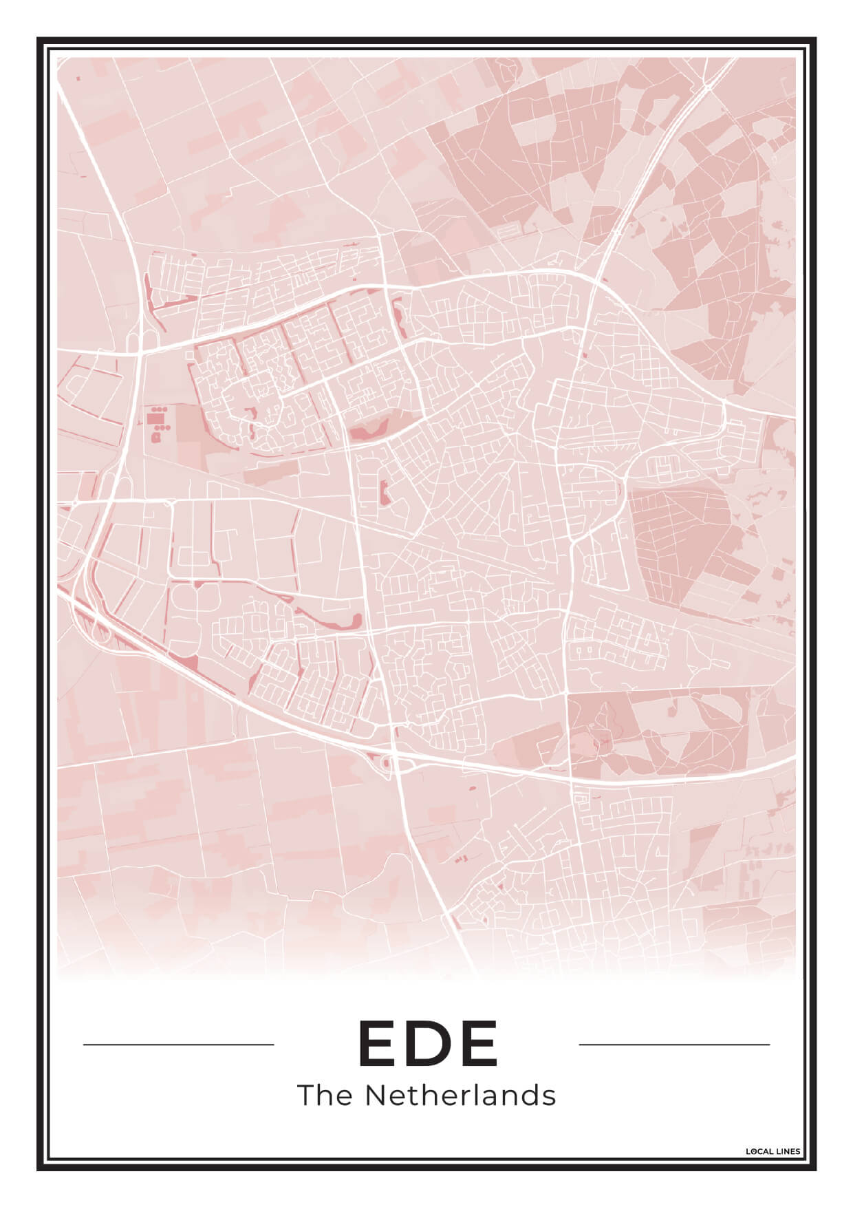 Plattegrond Ede Poster voor Wanddecoratie Blush