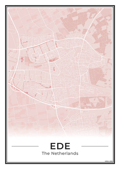 Plattegrond Ede Poster voor Wanddecoratie Blush
