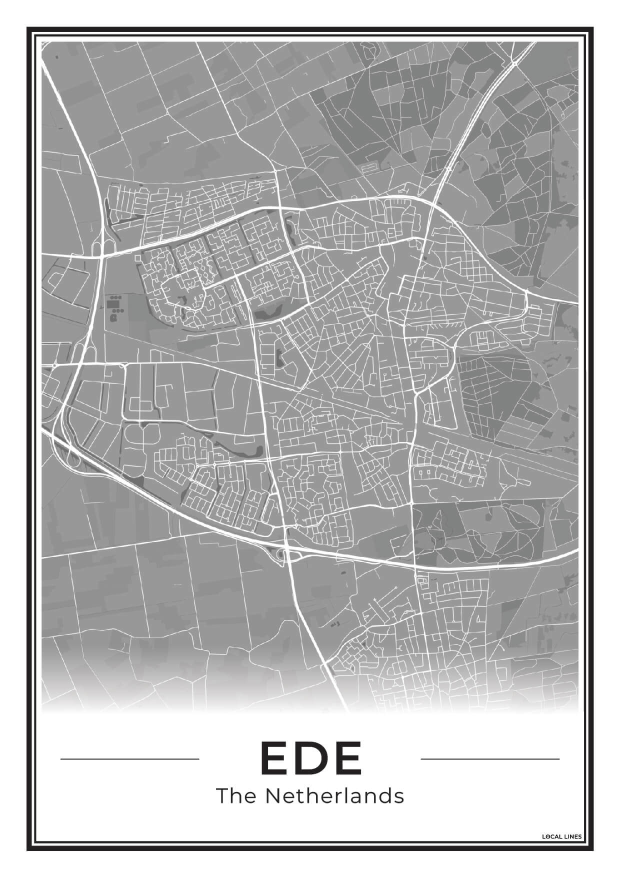 Plattegrond Ede Poster voor Wanddecoratie Dark