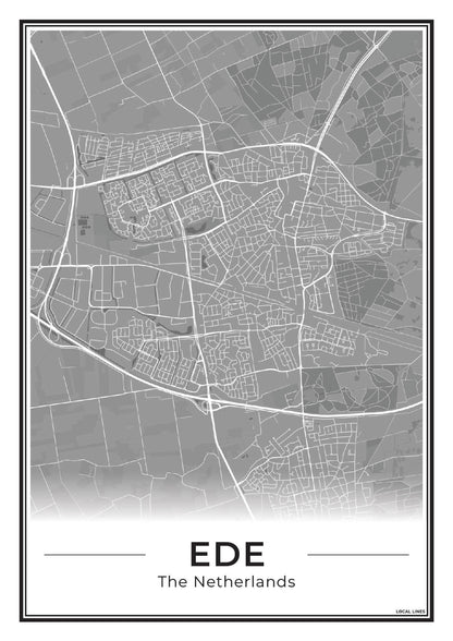 Plattegrond Ede Poster voor Wanddecoratie Dark