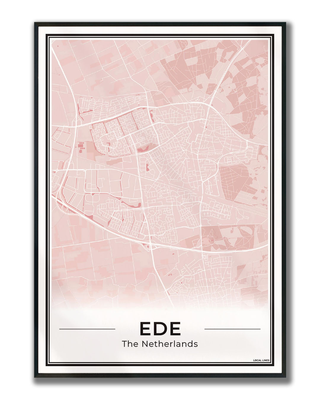 Plattegrond Ede Poster voor Wanddecoratie Ingelijst Blush
