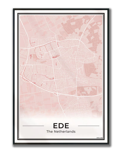 Plattegrond Ede Poster voor Wanddecoratie Ingelijst Blush