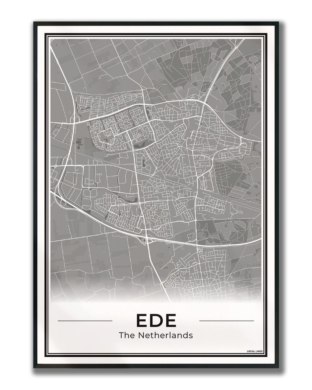 Plattegrond Ede Poster voor Wanddecoratie ingelijst Dark