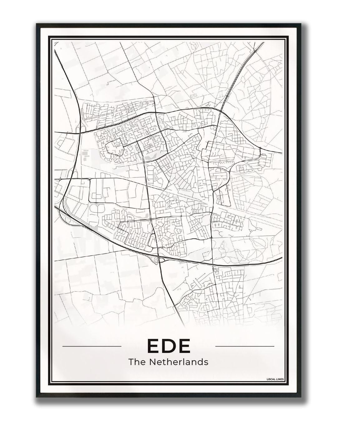 Plattegrond Ede Poster voor Wanddecoratie ingelijst Light