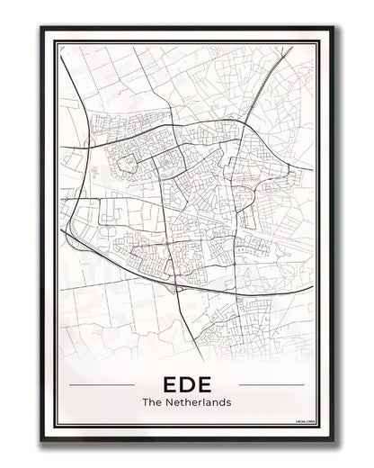 Plattegrond Ede Poster voor Wanddecoratie ingelijst Light