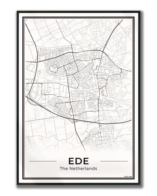 Plattegrond Ede Poster voor Wanddecoratie ingelijst Light