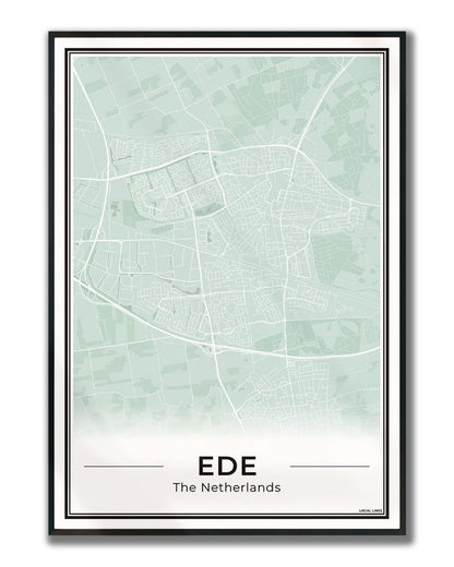 Plattegrond Ede Poster voor Wanddecoratie ingelijst Sage