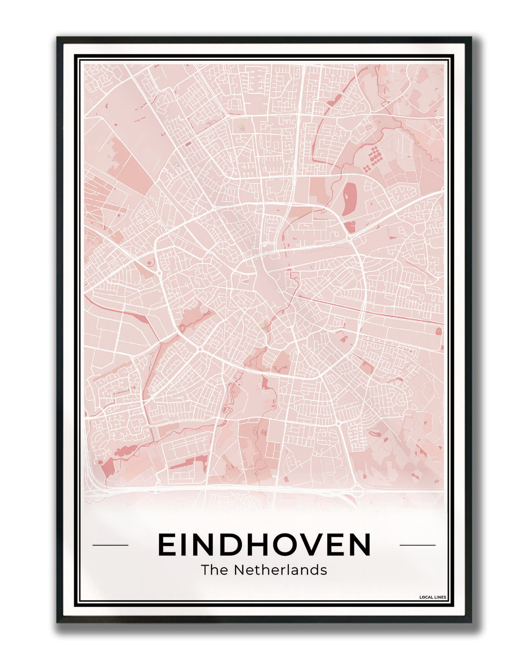 Plattegrond Eindhoven Blush Ingelijst