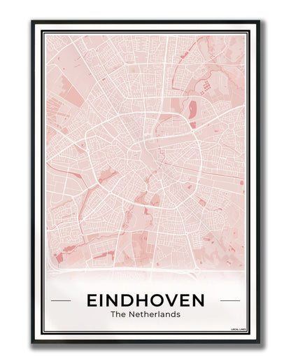 Plattegrond Eindhoven Blush Ingelijst