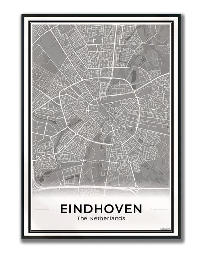 Plattegrond Eindhoven Dark Ingelijst