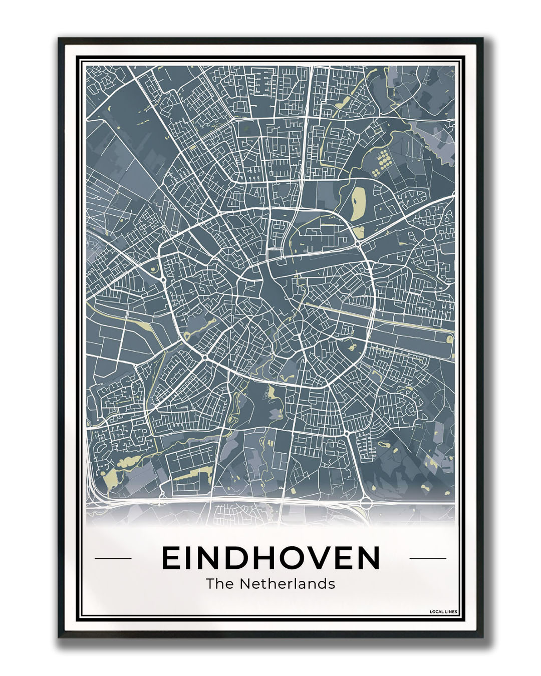 Plattegrond Eindhoven Midnight Ingelijst