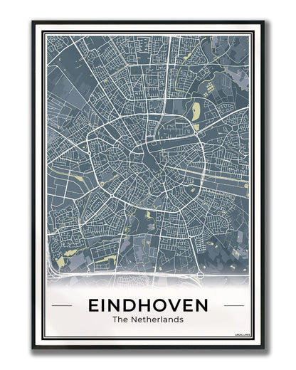Plattegrond Eindhoven Midnight Ingelijst