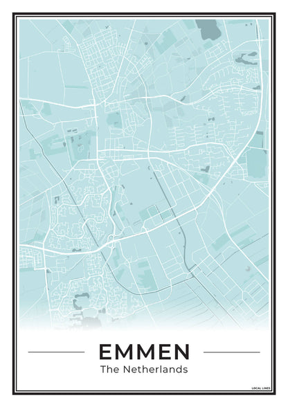 Kaart Plattegrond Emmen Poster voor Wanddecoratie Sky