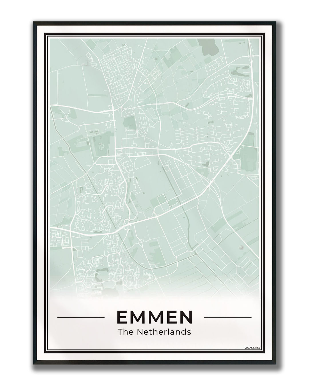 Kaart Plattegrond Emmen Poster voor Wanddecoratie Ingelijst Sage